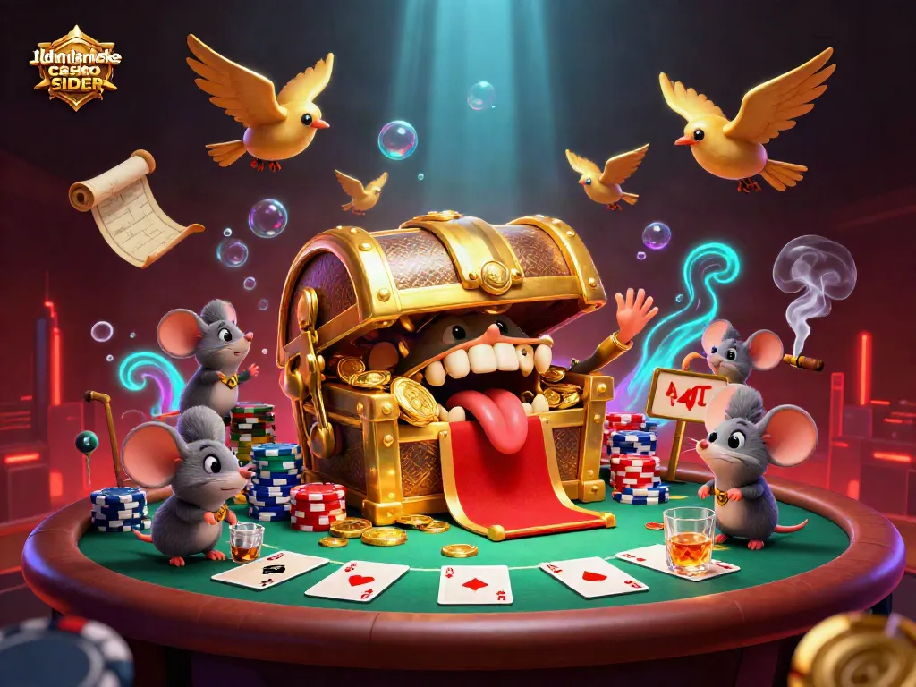 Experience the excitement at udenlandske casino sider, featuring a vibrant 3D treasure chest and poker scene.