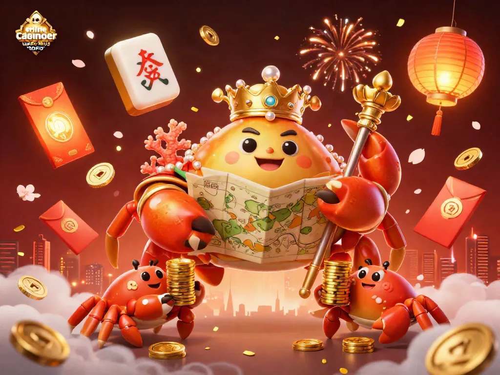 Engage with online casinoer uden ROFUS featuring a golden crab emperor amidst festive gaming elements.