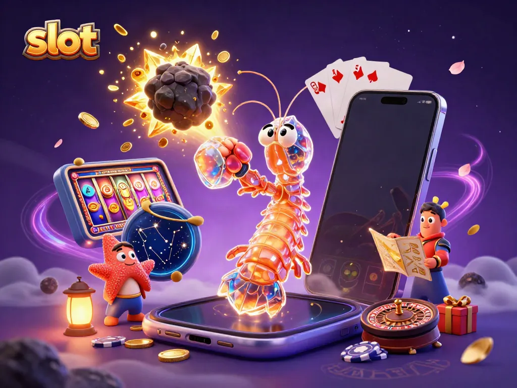 Experience thrilling slot action with a playful mantis shrimp and starfish in a magical casino atmosphere.