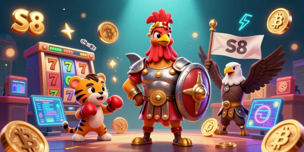 Play exciting games at S8, featuring vibrant slots and a lively casino atmosphere.