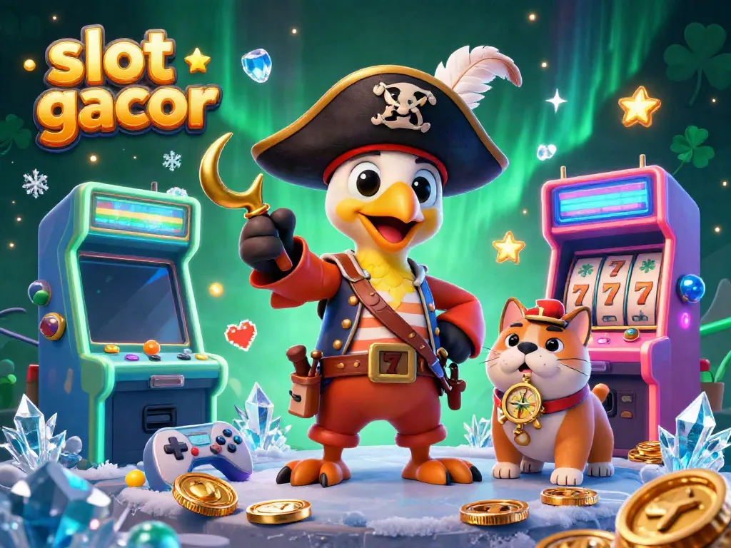 Spin the reels of slot gacor with a colorful 3D casino illustration showcasing vibrant characters and elements.