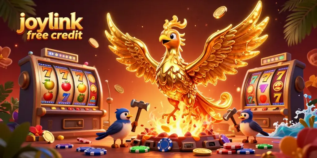 Experience excitement and joylink free credit thrills with a majestic golden phoenix and slots!