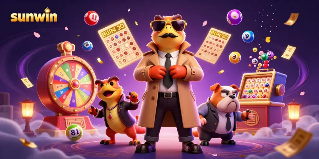 Engage with sunwin's vibrant gaming world featuring three raptors and dynamic casino elements.