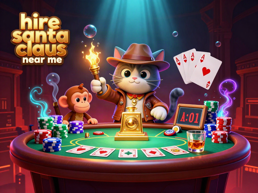 Join the excitement to hire santa claus near me for a festive casino-themed adventure.