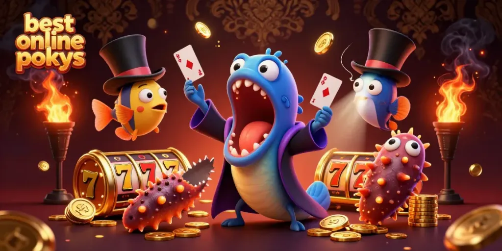 Experience the excitement of the best online pokies with magical sea creatures and vibrant casino elements.