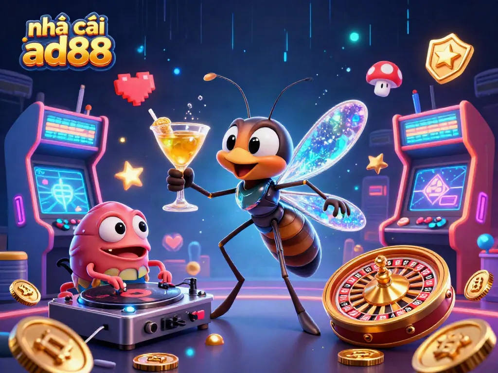 Bet big at nhà cái ad88 with a lively 3D casino scene featuring unique characters.
