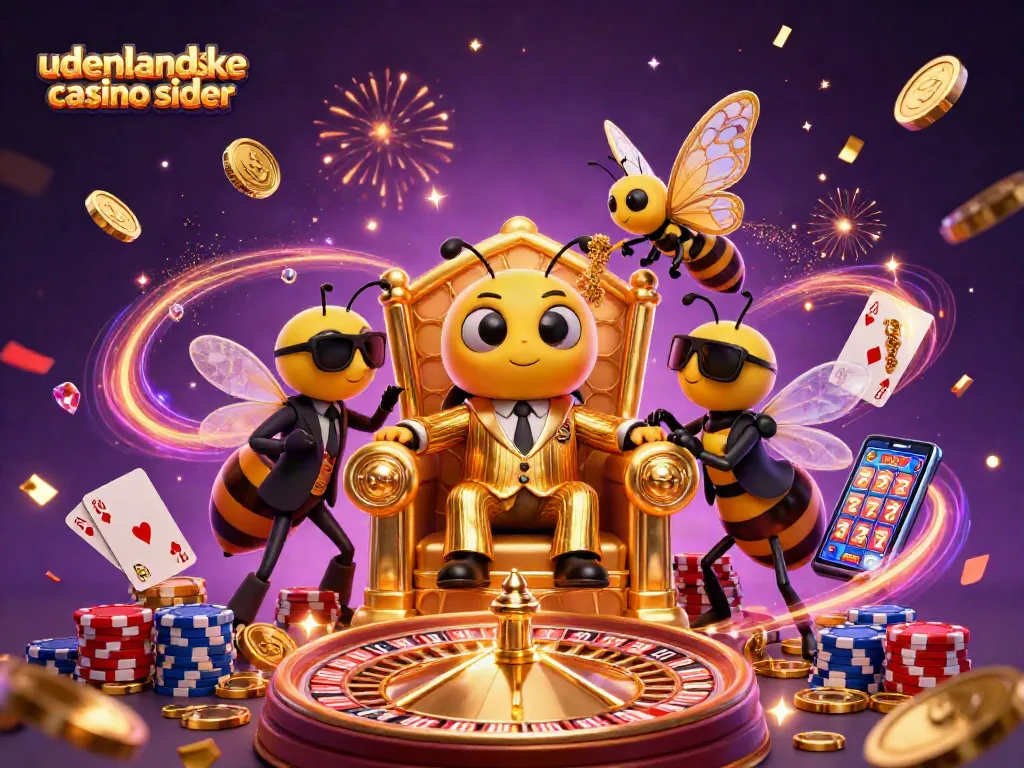 Engaging scene showcasing udenlandske casino sider with vibrant characters and casino elements.