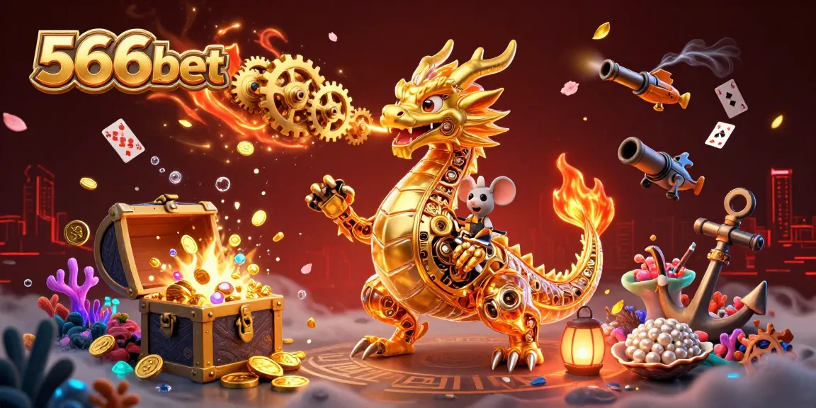 Join the excitement of 566bet with a golden dragon scene showcasing thrilling gambling elements.
