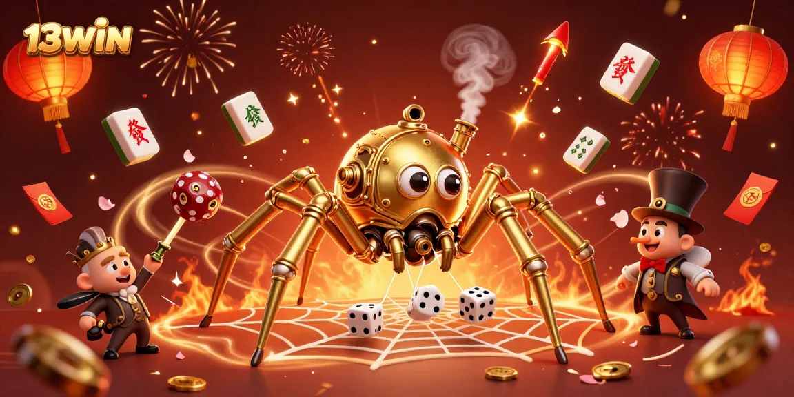 Catch dazzling rewards at 13WIN with a vibrant scene filled with steampunk elements and casino action.