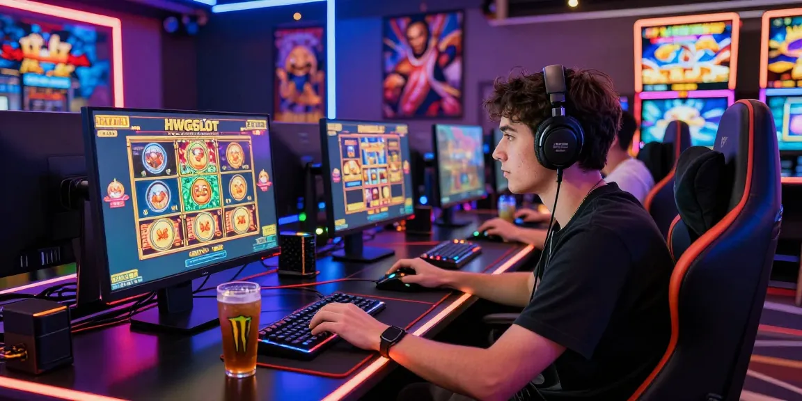 Player enjoying an HWGSLOT game in an electrifying online casino atmosphere with vibrant visuals.