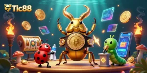 Engage in Tic88's vibrant casino world featuring dynamic characters and slot game action.
