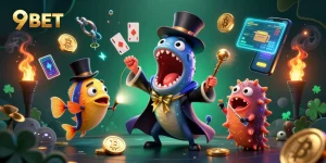 Experience thrilling gameplay at 9BET with dynamic casino characters and crypto elements in action.