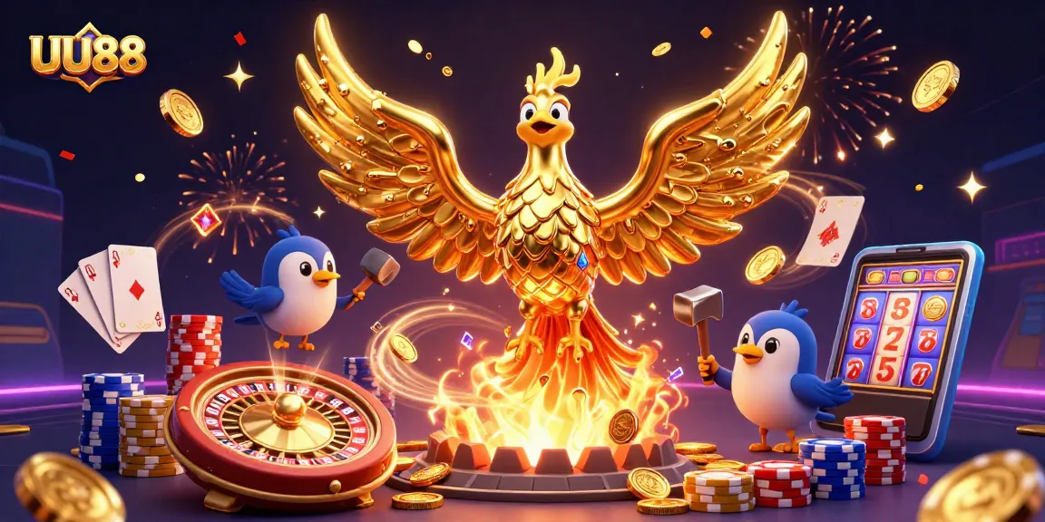 Experience the engaging world of UU88 with thrilling golden phoenix and dynamic casino elements.