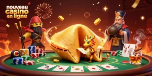Jouez aux nouveaux casinos en ligne avec des symboles gagnants et un dragon sage au cœur de l'illustration.