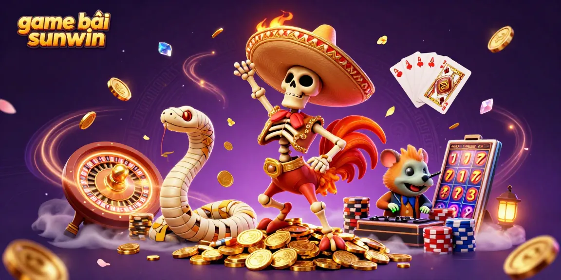 Experience the excitement of game bài sunwin with vibrant characters and casino elements in a dynamic 3D scene.