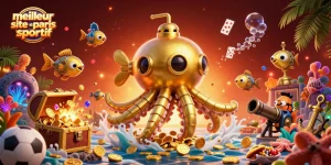 Plongez dans l'univers du meilleur site de paris sportif avec ce kraken sous-marin vibrant, renforçant votre expérience de jeu.