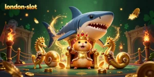 Experience the excitement of london-slot with a dazzling illustration featuring a golden hamster king and seahorse guards.