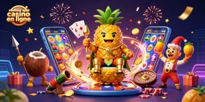 Profitez de l'expérience ultime avec la meilleur appli casino en ligne, où des personnages ludiques vous entourent dans un monde de jeux captivants.