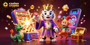 Profitez des jeux de casino crypto avec un tigre élégant et des éléments vibrants